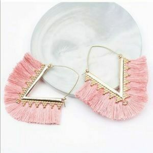 3/$20- Boho V Shaped Pink Tassel Earrings